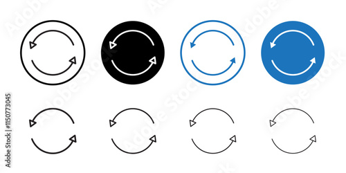 Refresh icon Flat art in black and white isolated