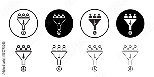 Sales funnel icon Flat art in black and white isolated