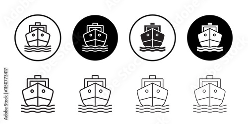 Ship icon Flat art in black and white isolated