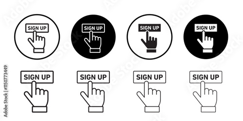 Sign up icon Flat art in black and white isolated