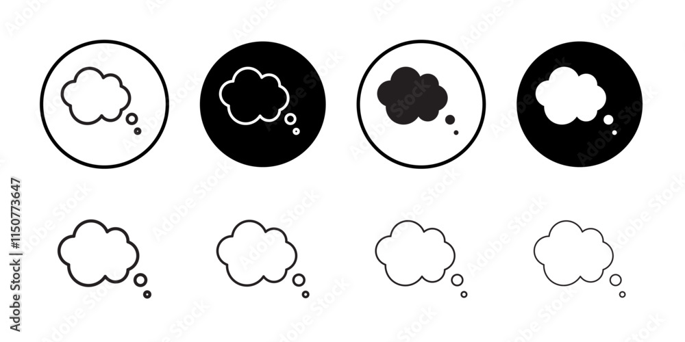 Think bubble icon Flat art in black and white isolated Think bubble icon Flat art in black and white isolated