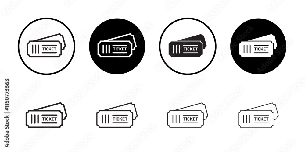 Ticket stub icon Flat art in black and white isolated Ticket stub icon Flat art in black and white isolated