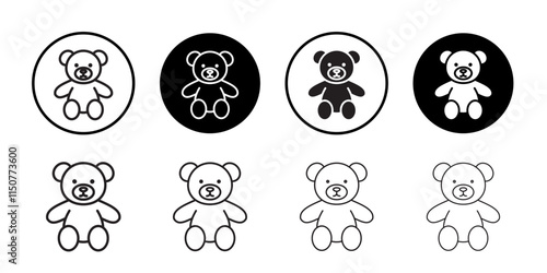 Teddy bear icon Flat art in black and white isolated