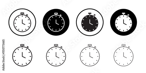 Timer icon Flat art in black and white isolated