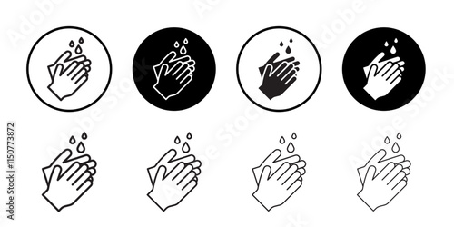 Wash hands icon Flat art in black and white isolated