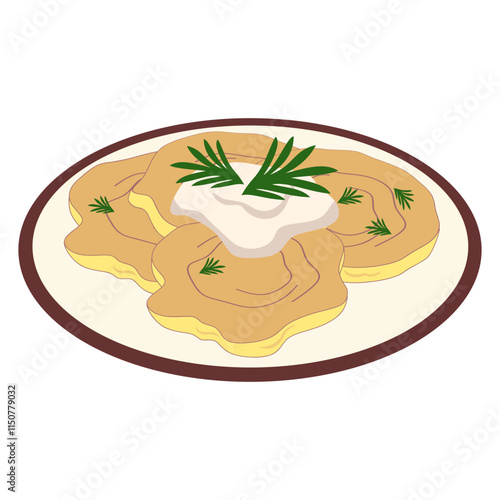 Elegant Vector Illustrations of Apfelstrudel and Kartoffelpuffer