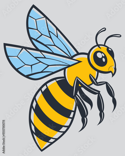 "High-quality vector illustration of a detailed bee, perfect for digital and print projects, including logos, icons, and educational materials. Fully editable.
