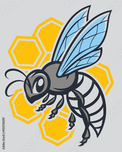 "High-quality vector illustration of a detailed bee, perfect for digital and print projects, including logos, icons, and educational materials. Fully editable.
