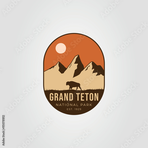 grand Teton national park badge logo vector illustration design