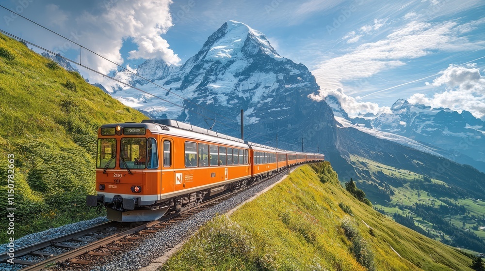 Scenic Train Journey through Majestic Mountains Scenic Train Journey through Majestic Mountains