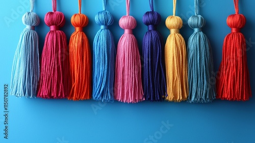 Wallpaper Mural Colorful tassels on blue background for decoration Torontodigital.ca
