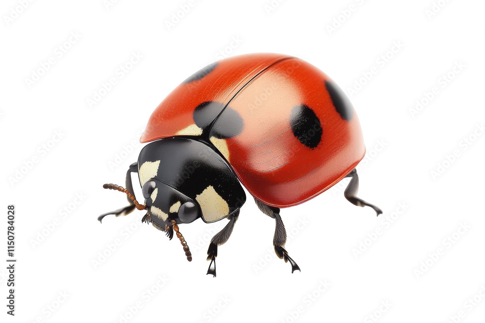 Close Up of a Ladybug, a Small Bug with a Red Shell and Black Spots, Seen From Above
