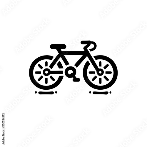 Bicycle Icon:  Simple yet stylish black and white icon illustration depicting a bicycle, perfect for representing cycling, transportation, fitness, or eco-friendly living. 