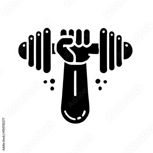 Strong Arm, Strong Will: A powerful graphic illustration of a hand gripping a heavy dumbbell, symbolizing strength, determination, and fitness goals.