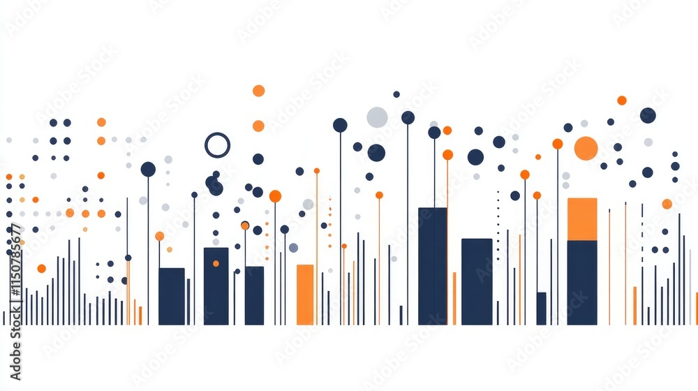 Obraz premium a flat column and line overlay chart clipart, hybrid graph element, corporate style, navy and orange, isolated on white background