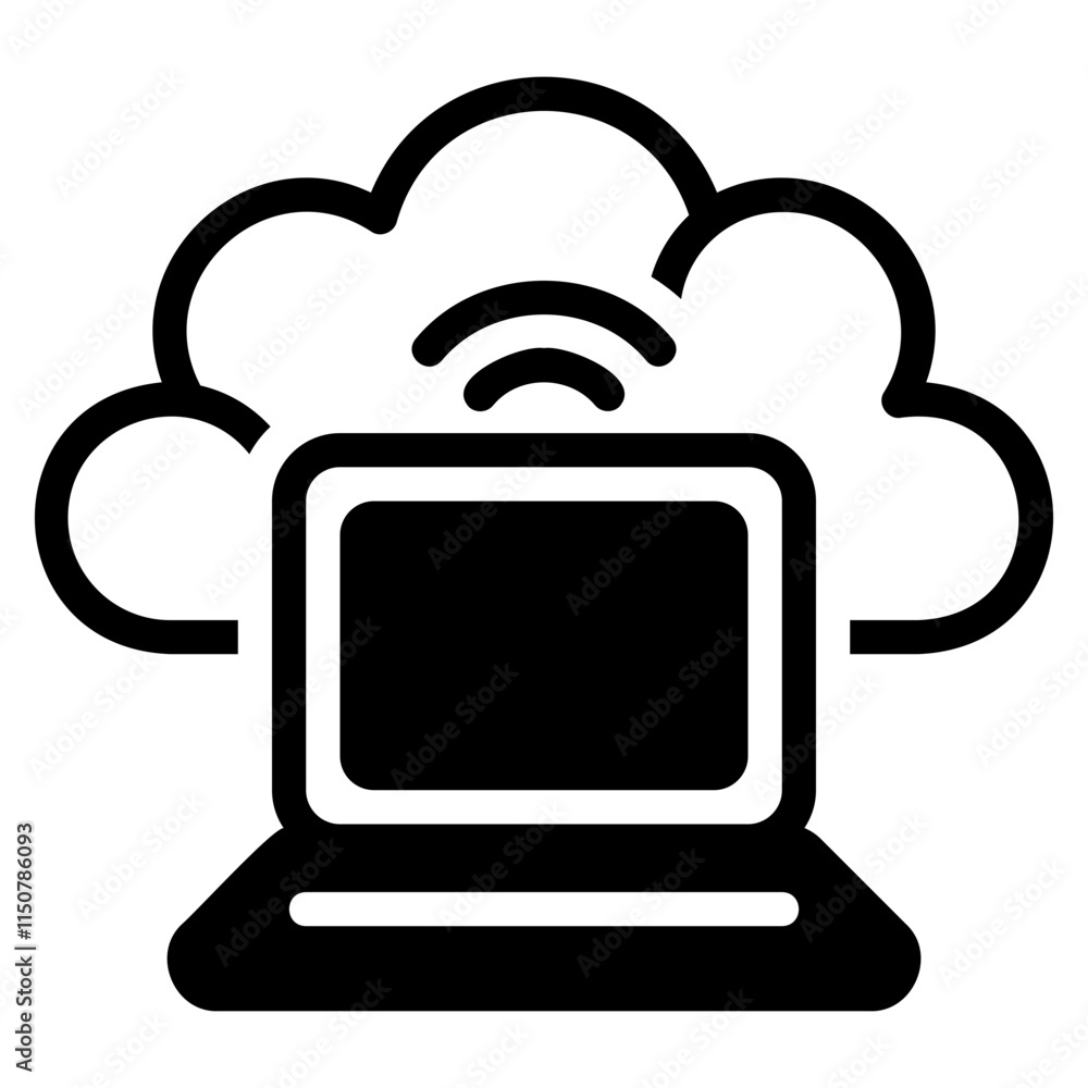 Cloud computing glyph icon Cloud computing glyph icon