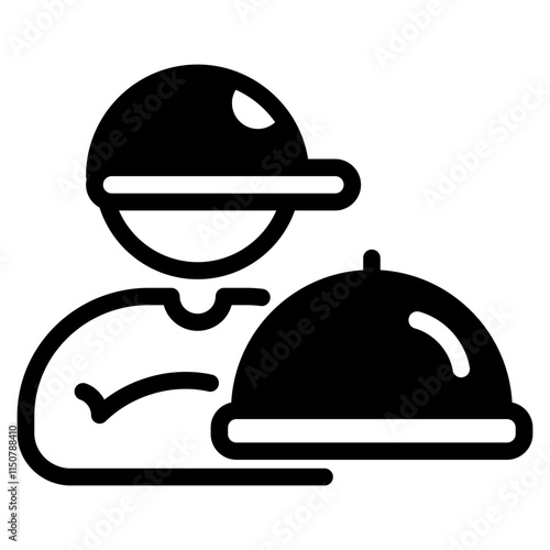 Male waiter glyph icon