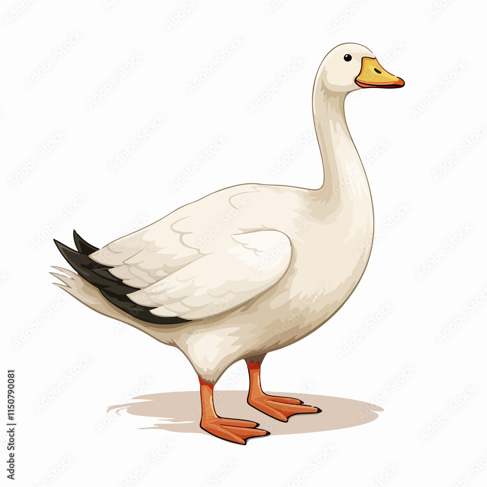 Adorable Goose Domestic Farm Animal Character Illustration for Stock Vector Designs