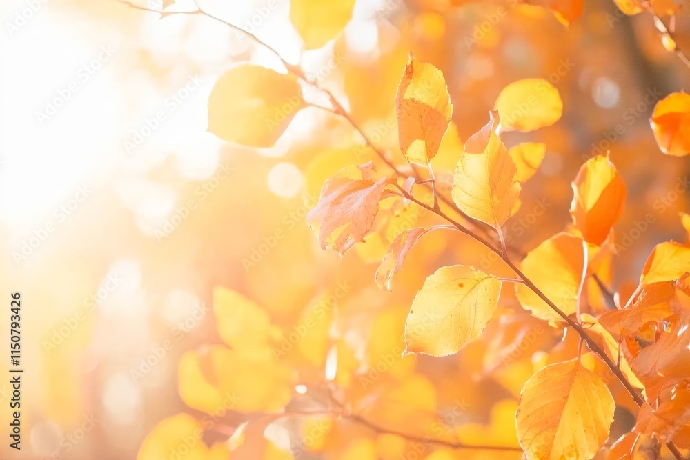 Vibrant autumn forest glowing under soft sunlight. Vibrant autumn forest glowing under soft sunlight.