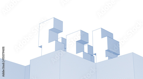 abstract modular architecture 3d rendering	
 photo