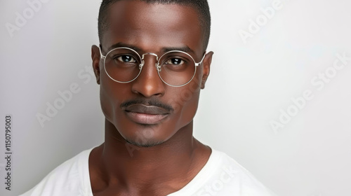 A dignified Black man in eyeglasses, showcasing a thoughtful expression that speaks of intelligence and depth.