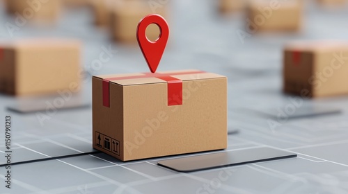 Tracking package delivery warehouse digital illustration modern environment aerial view logistics concept