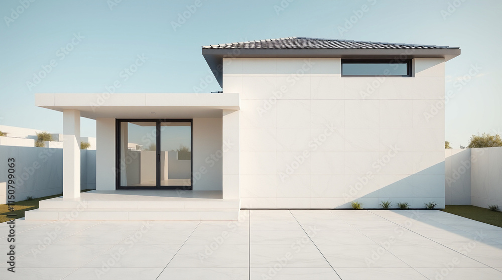 Exterior View of Single-Story Modern Residence Exterior View of Single-Story Modern Residence