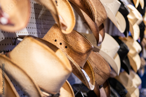 cowboy hats on the shelf of a store in jackson hole wyoming 