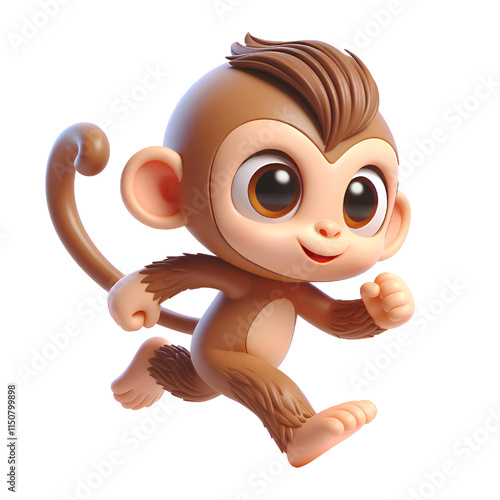 Cute 3d monkey isolated on white background