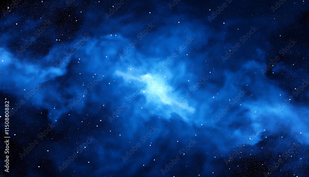 Beautiful space with blue nebula, realistic, background illustration Beautiful space with blue nebula, realistic, background illustration
