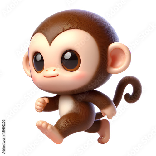 Cute 3d monkey isolated on white background