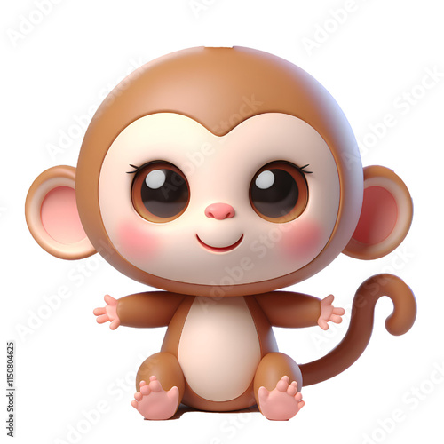 Cute 3d monkey isolated on white background