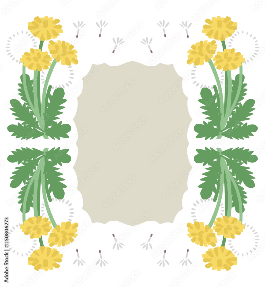 Obraz premium タンポポのベクターフレーム