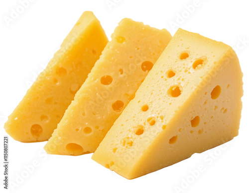 3 slices of cheese isolated on white background. Suitable for marketing or business purposes. PNG file photo