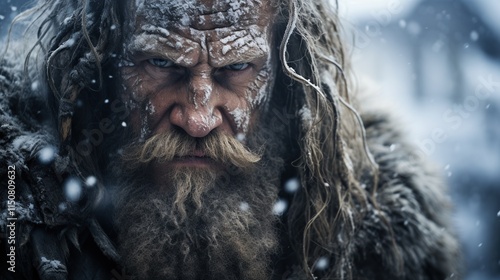 adult bearded viking harsh and bulky