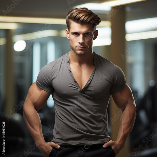 Beautiful model appearance guy posing for professional photographer