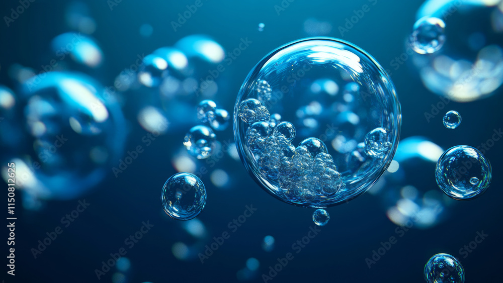 custom made wallpaper toronto digitalCrystal Clear Air Bubbles Floating in Deep Blue Water