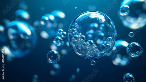 Wallpaper Mural Crystal Clear Air Bubbles Floating in Deep Blue Water Torontodigital.ca