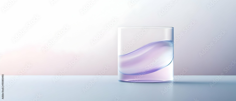 Fototapeta premium Stylish glass of water with gentle waves, reflecting modern elegance and simplicity on a serene background.