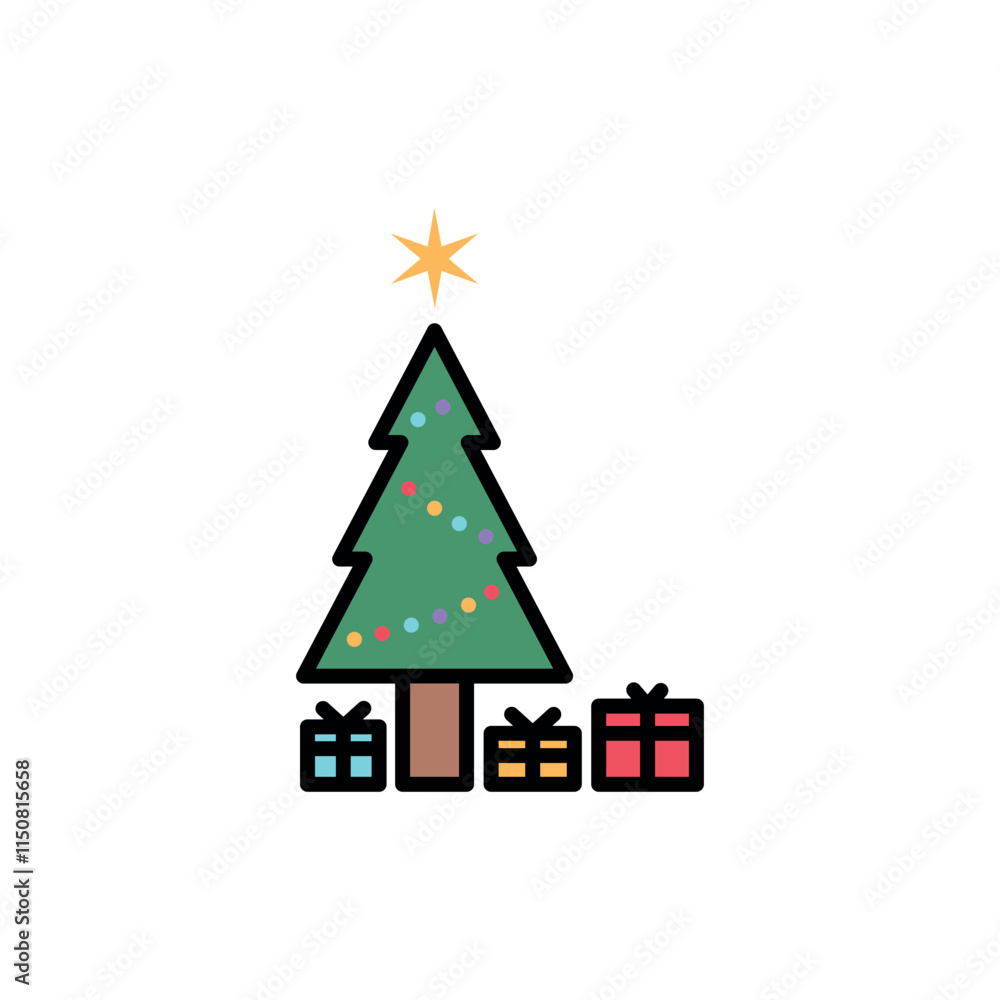 christmas tree icon vector design template elegant style christmas tree icon vector design template elegant style