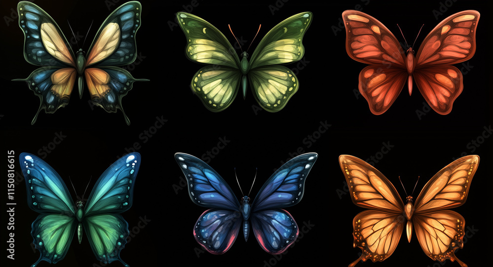 set of butterfly set of butterfly