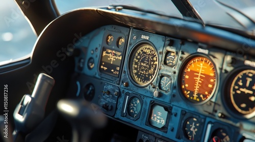Wallpaper Mural A detailed image of a flight control stick in the cockpit of a small private airplane  Torontodigital.ca