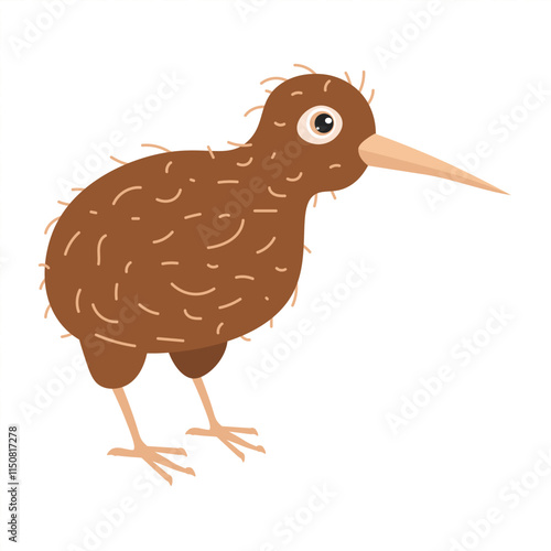 Unique kiwi bird illustration showing distinctive features and playful character