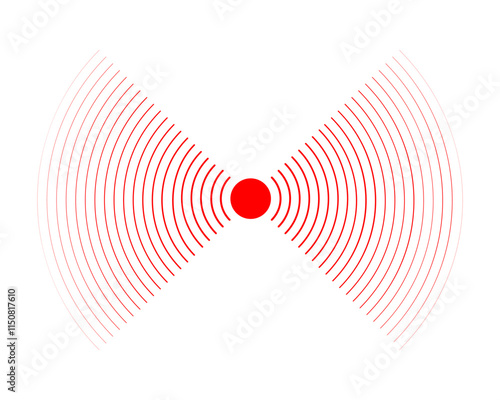 Coverage or damage, radar signal or sonar wave pictogram. Pain localization, ache or inflammation symbol. Pulse, shockwave, radiation or vibration sign. Vector illustration.