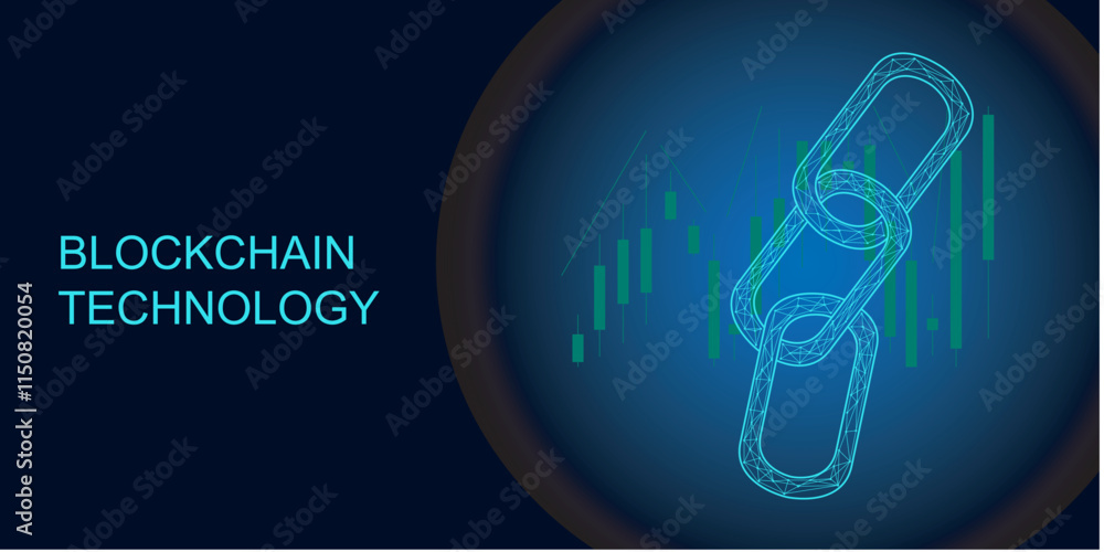 Blockchain technology and candle chart from abstract connecting lines and dot. technology background vector design. Blockchain technology and candle chart from abstract connecting lines and dot. technology background vector design.