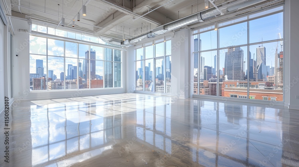 Expansive Loft Space with Panoramic City Skyline Views Expansive Loft Space with Panoramic City Skyline Views