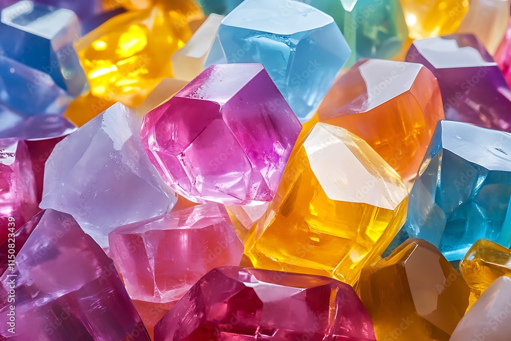 A Symphony of Colorful Crystals: A Close-Up View of Vibrant Gemstones A Symphony of Colorful Crystals: A Close-Up View of Vibrant Gemstones