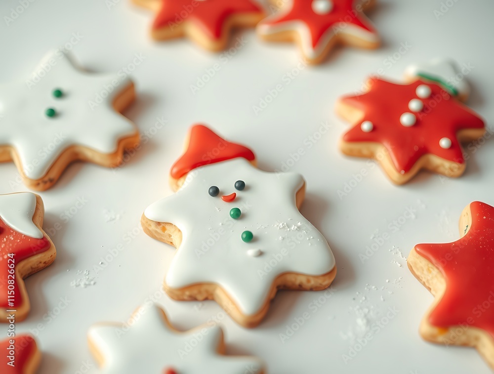 Sweet Christmas Snowman Cookies Festive Red Star Treats Winter Baking Sweet Christmas Snowman Cookies Festive Red Star Treats Winter Baking