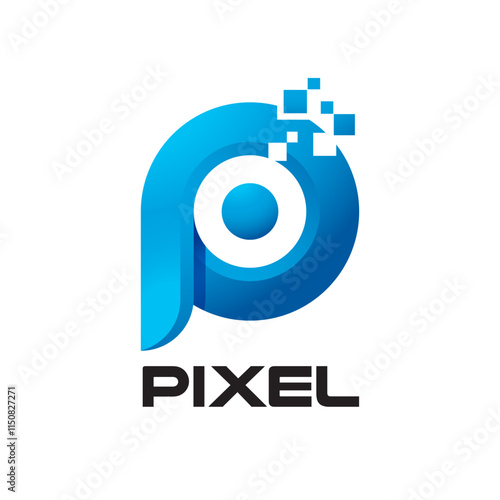 Letter P Pixel Logo Template