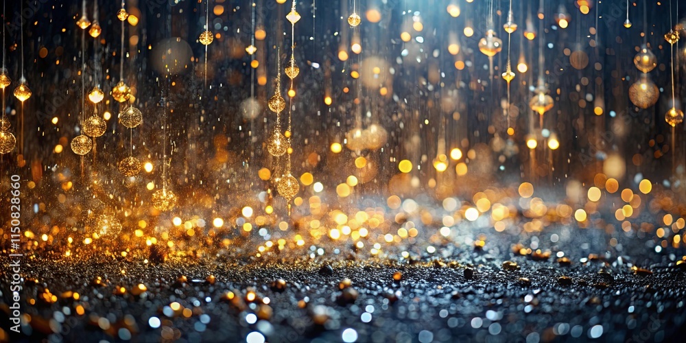 Naklejka premium A Sparkling Celebration Shimmering Golden Ornaments and Glittering Dust